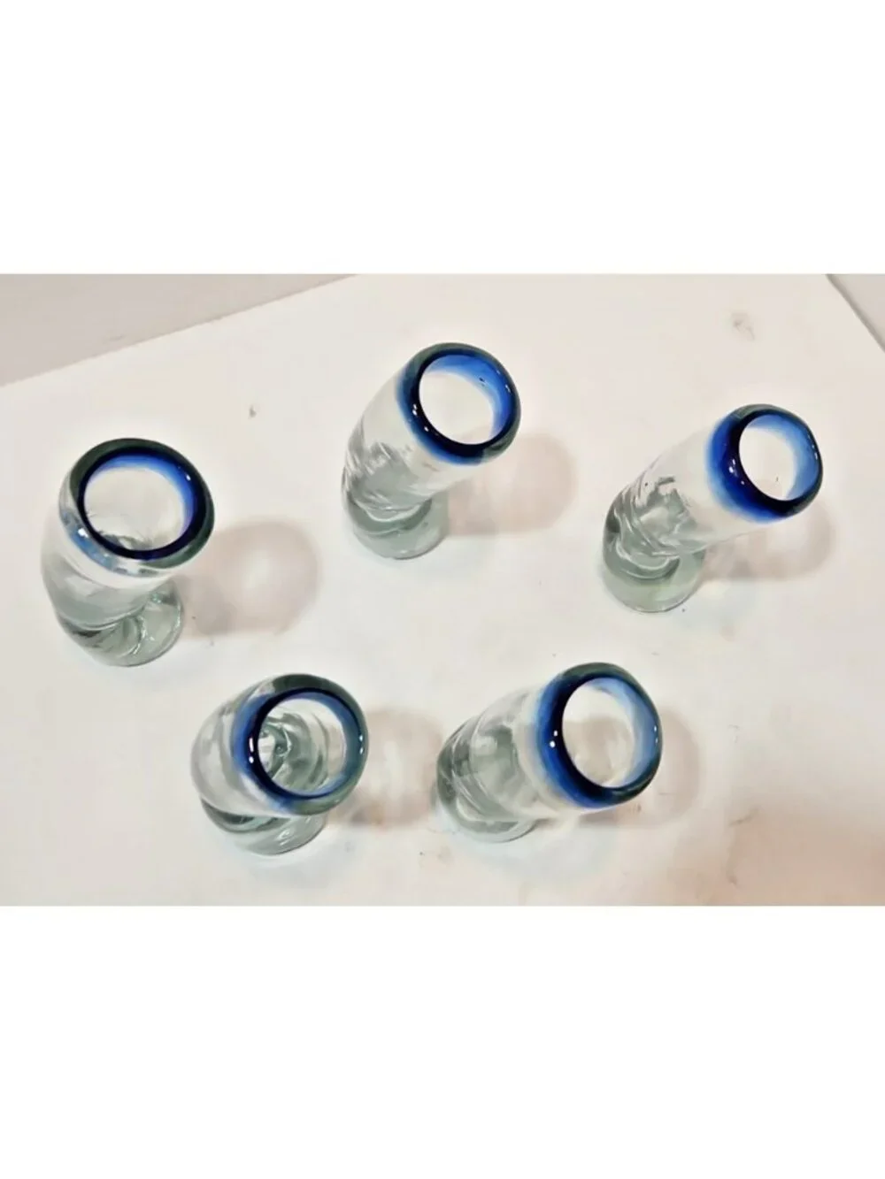 Mextequil Mexican Tequila Shot Glass Hand Blown Glass - Set of 5  2 oz- Bent